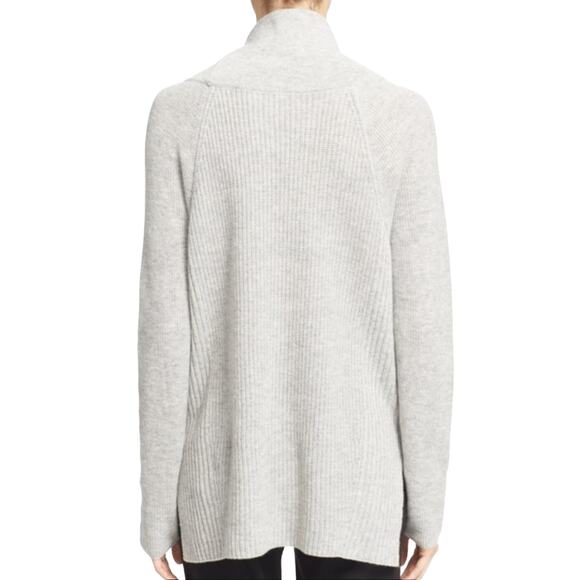 Vince Gray Side Zip Rib Knit Wool Cashmere Turtleneck Sweater - Picture 4 of 11